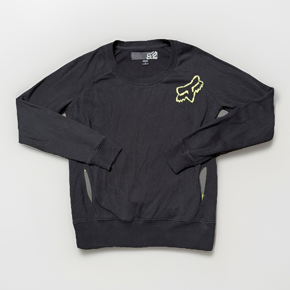 Fox Racing Long Sleeve Crew Neck Lightweight Sweatshirt Black Medium Pockets